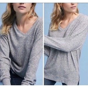 Anthropologie Saturday Sunday V- Neck Boxy Relaxed Fit Gray Sweater Women’s XS